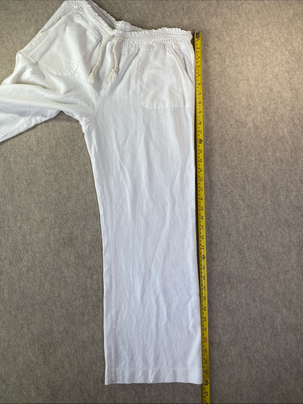 Ci Sono White Linen Blend Drawstring Wide Leg Pants XL Resort - Picture 4 of 10